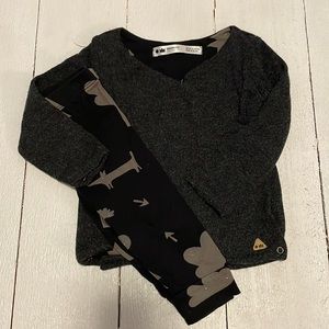 Omamimini Baby Outfit Pants and Top  18-24 Months Black and Grey Boy or Girl